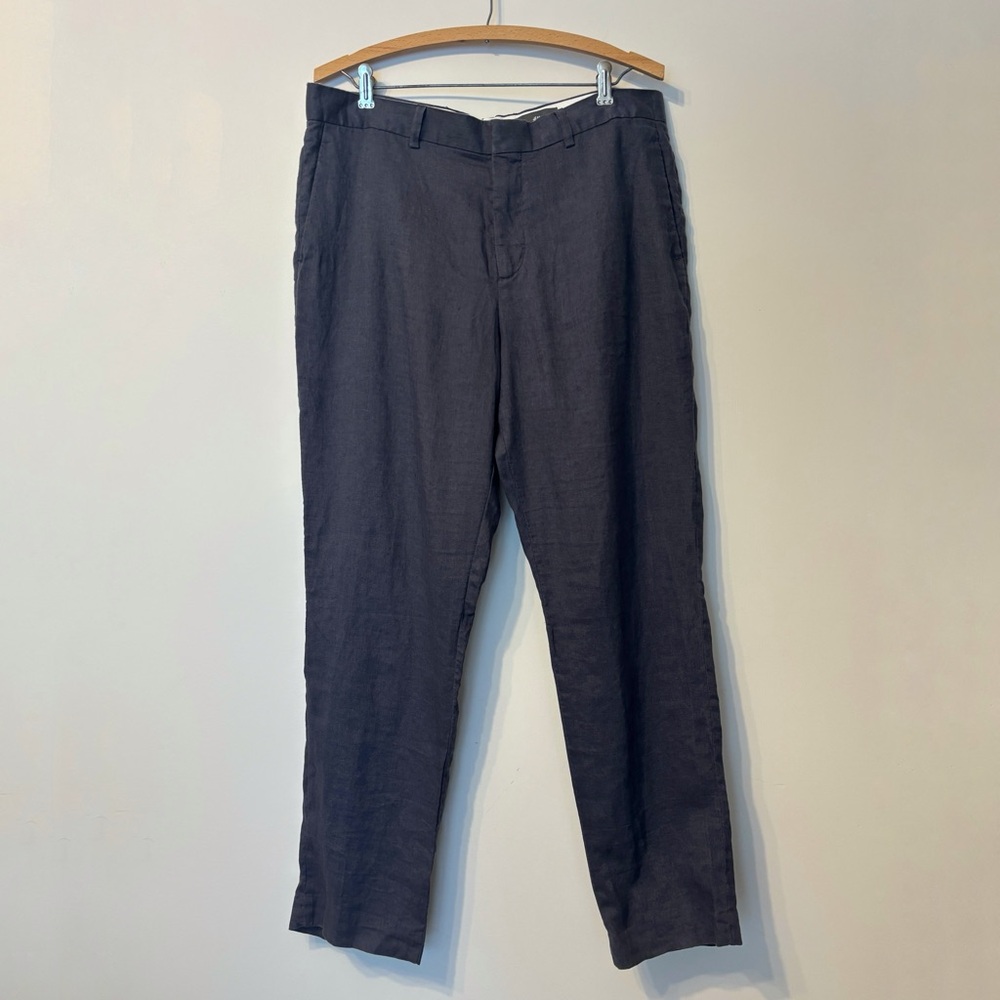 H&M Slim Fit 100% Linen Pants Dark Blue Mens 34 Regular